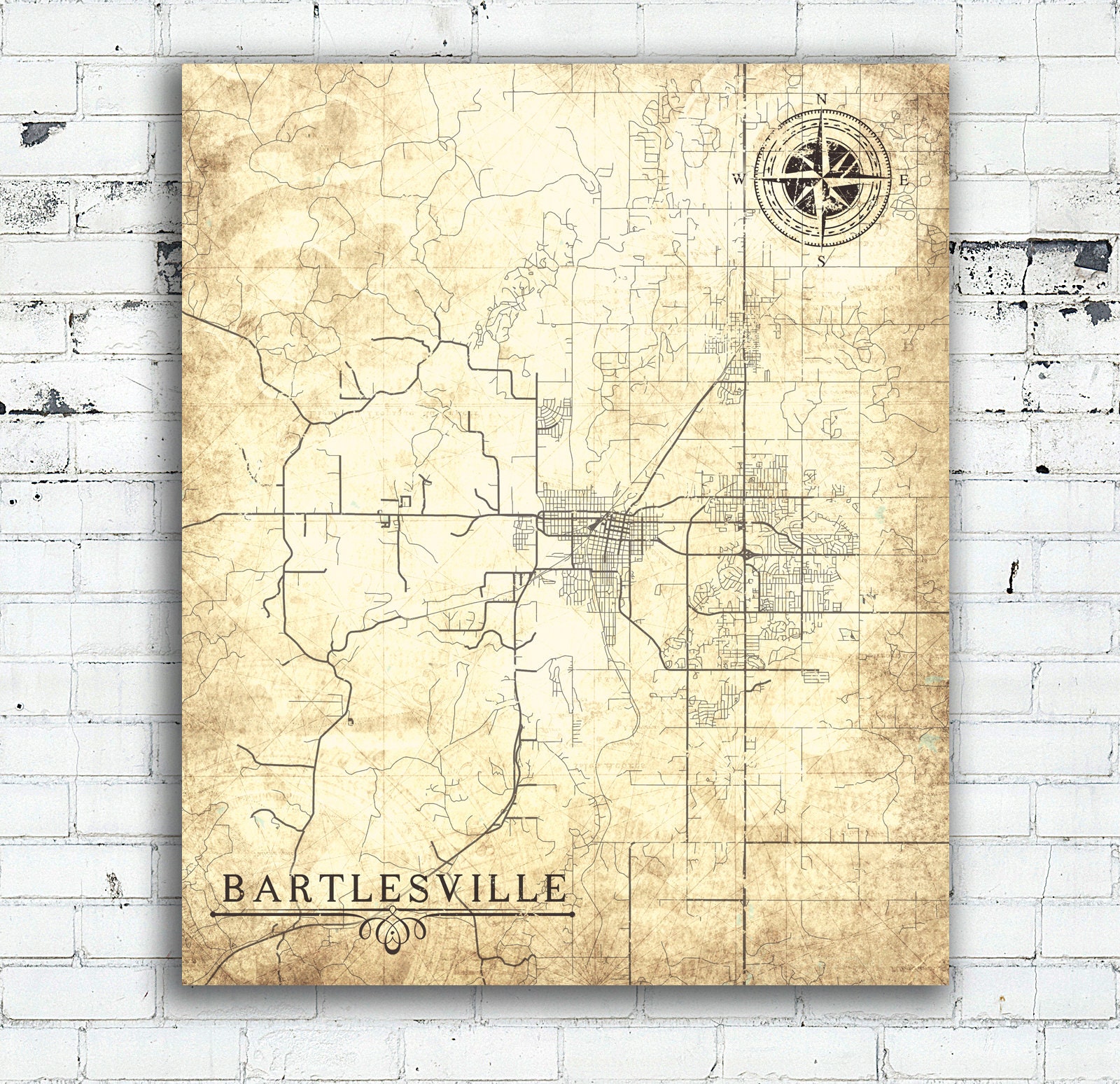 BARTLESVILLE OK Canvas print Oklahoma ok Vintage map Town Plan | Etsy