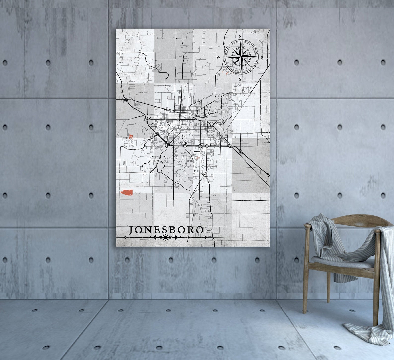 JONESBORO AR Canvas Print Arkansas Vintage Map Town Plan City Etsy