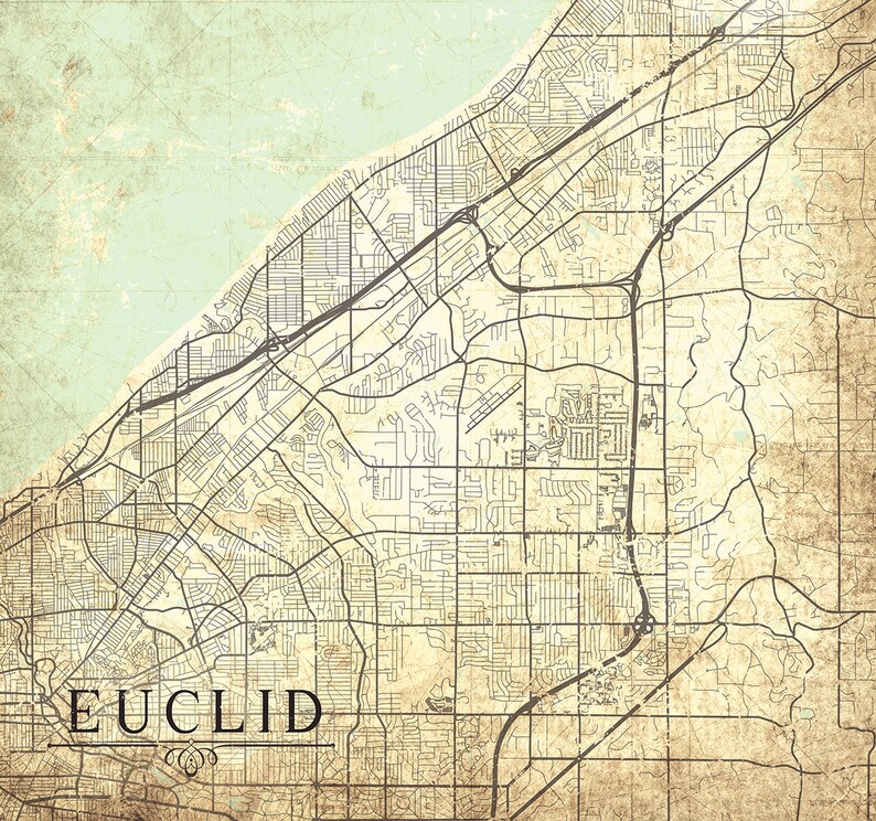 EUCLID OH Canvas print Ohio OH Vintage map Euclid Oh City map Etsy