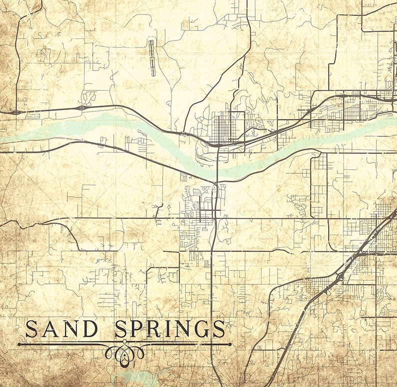 sand-springs-ok-canvas-print-oklahoma-ok-vintage-map-city-etsy