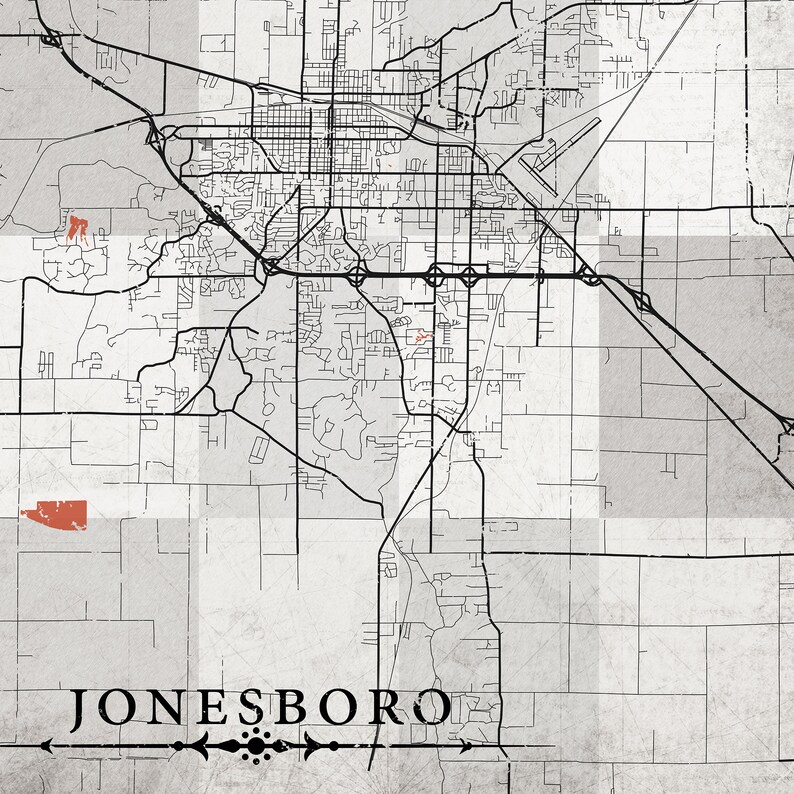 JONESBORO AR Canvas Print Arkansas Vintage Map Town Plan City Etsy