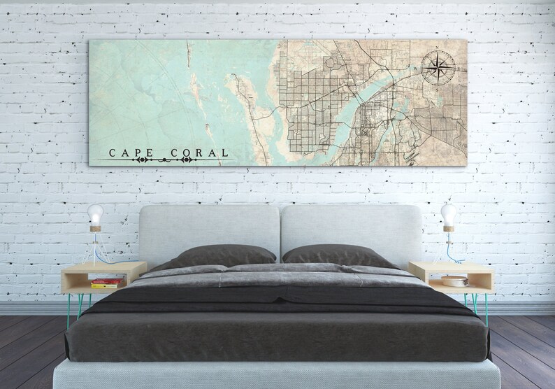CAPE CORAL Canvas Print Florida Lee County Vintage City Map Etsy