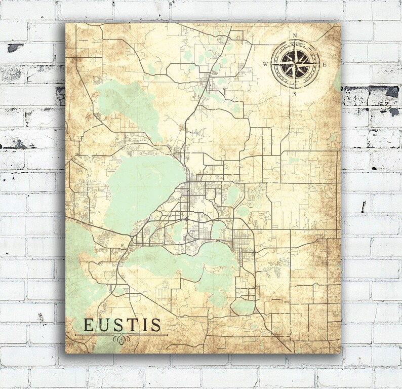 EUSTIS FL Canvas Print Florida fl Vintage map Wall Art City Etsy