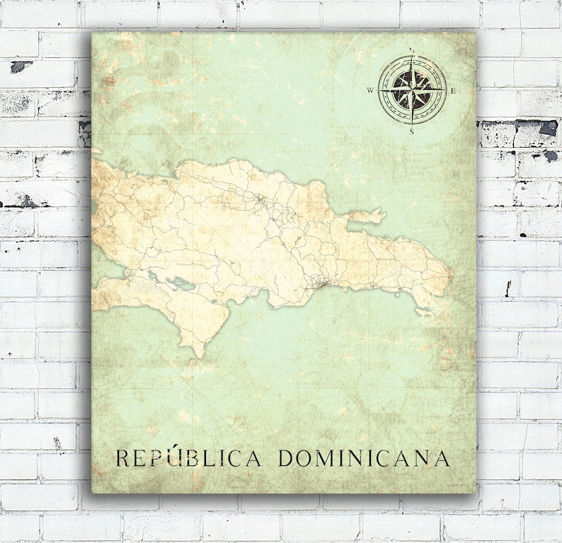 Dominicana lienzo impresión República Dominicana mapa vintage | Etsy
