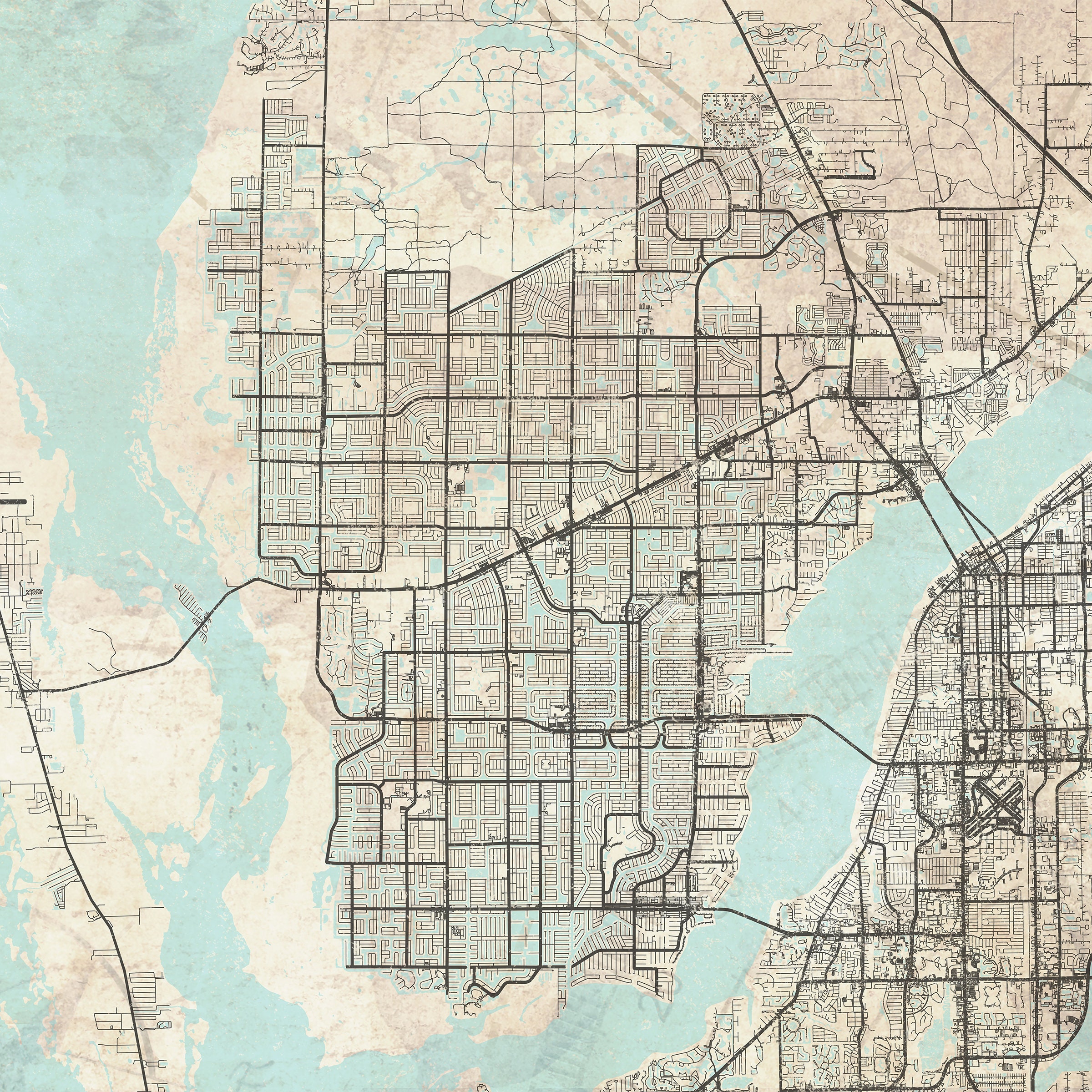 CAPE CORAL Canvas Print Florida Lee County Vintage City Map Etsy