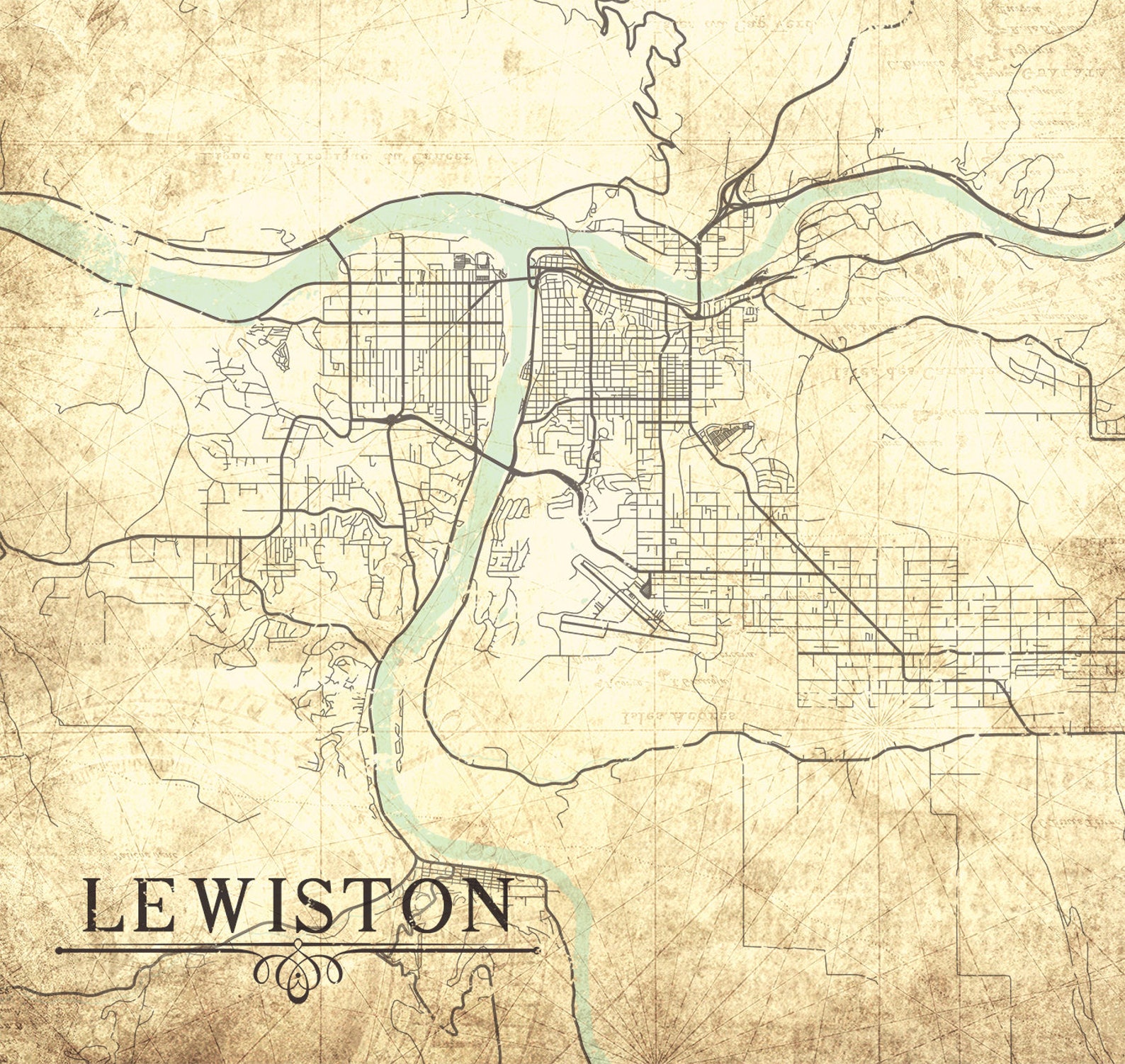LEWISTON ID Canvas Print Idaho ID Vintage map Town Plan  Etsy