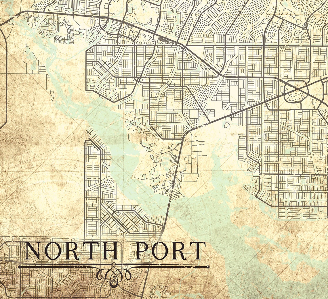 NORTH PORT FL Canvas Print Florida Fl Vintage map North Port Etsy