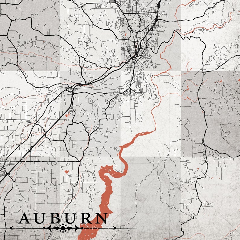 AUBURN CA Canvas Print California Vintage Map Town City Plan Etsy