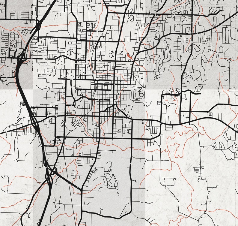 FAYETTEVILLE AR Canvas Print Arkansas Vintage map Town Plan Etsy