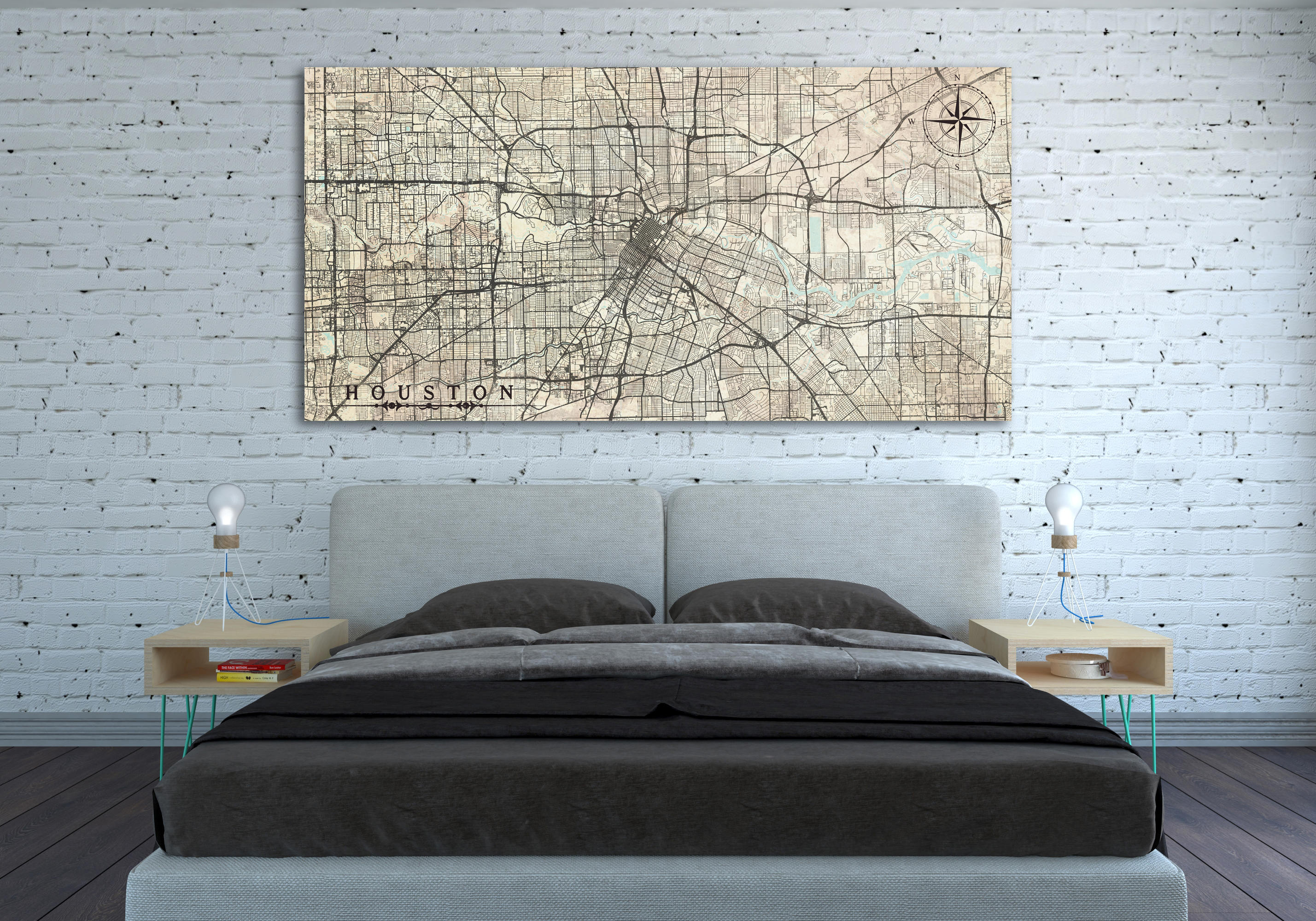 HOUSTON TX Canvas Print Houston Texas Tx Huge Vintage map City ... HOUSTON TX Canvas Print Houston Texas Tx Huge Vintage map City ...