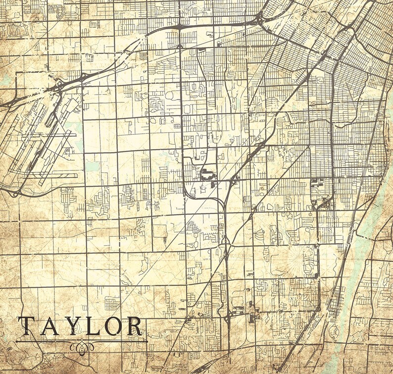 TAYLOR MI Canvas Print Michigan MI Vintage City map Wall Art Etsy