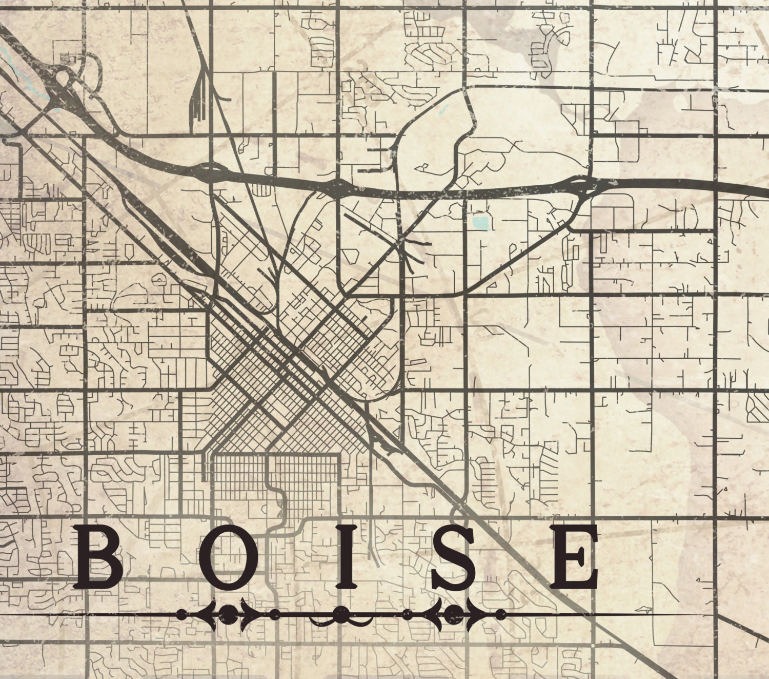 BOISE ID Canvas Print Idaho Vintage City Map Horizontal Large Etsy
