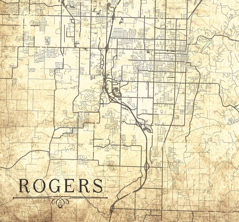 ROGERS AR Canvas Print Arkansas Ar Vintage map Town City Plan  Etsy