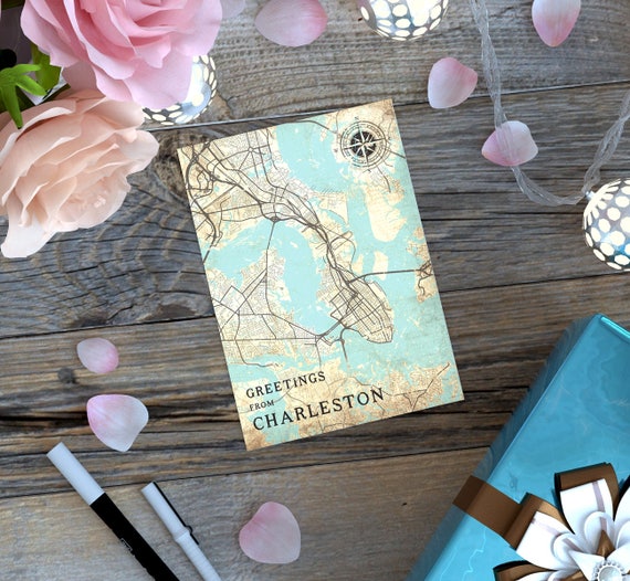 CHARLESTON SC Gift Card Postcard South Carolina Charleston Sc Etsy