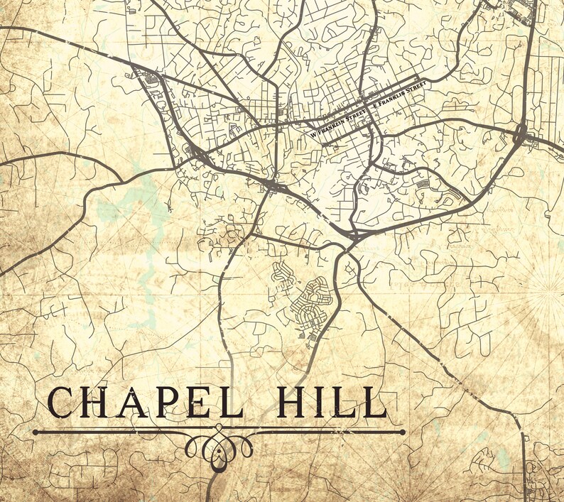 CHAPEL HILL NC Canvas Print City Town Plan Nc North Carolina Etsy