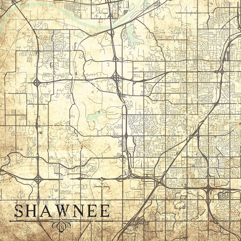 SHAWNEE KS Canvas Print Kansas Town City Poster Vintage map | Etsy