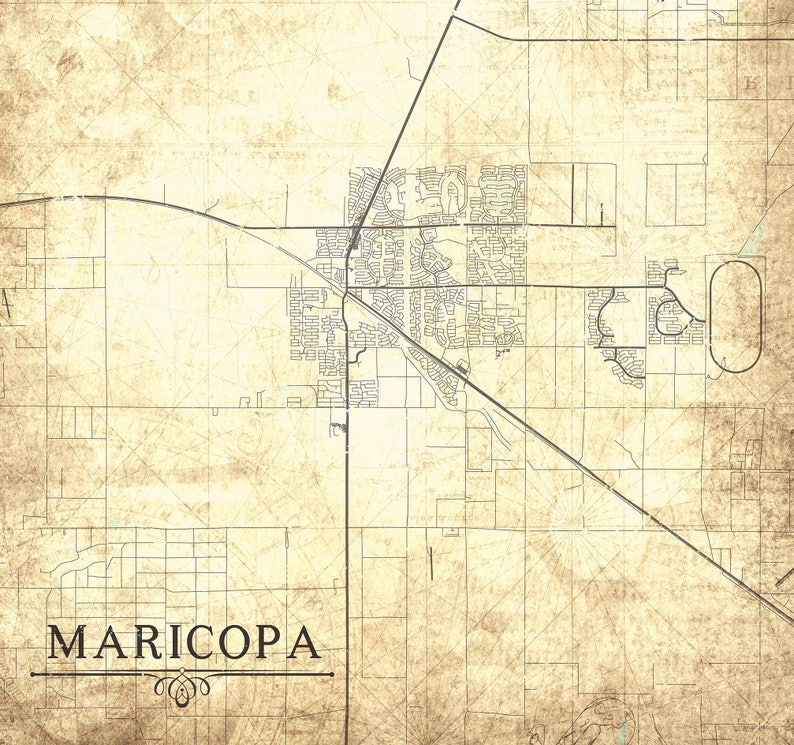 MARICOPA AZ Canvas Print Arizona Vintage map Town City Map | Etsy