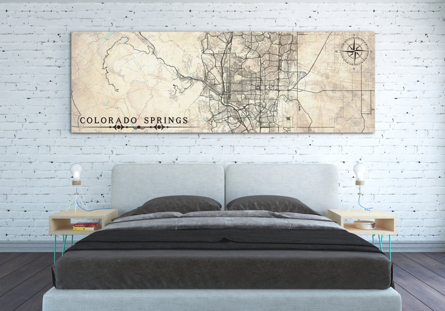 Colorado Springs Canvas Print Co Vintage Map Colorado Springs Co