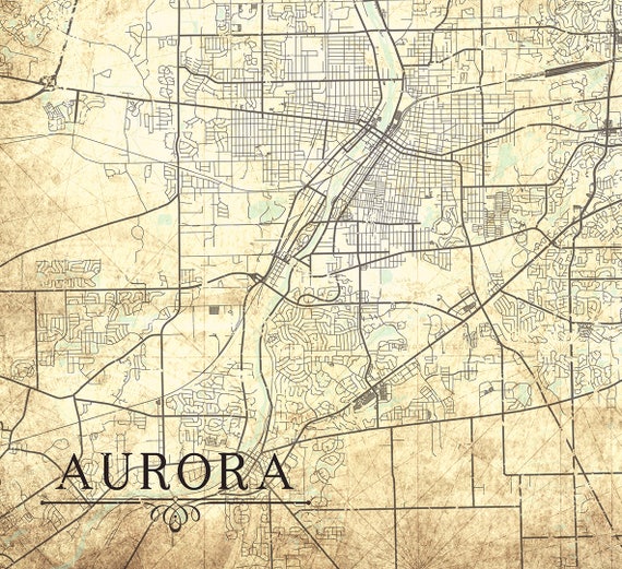 Editable Aurora Il City Map Illustrator Pdf Digital Vector Maps Images