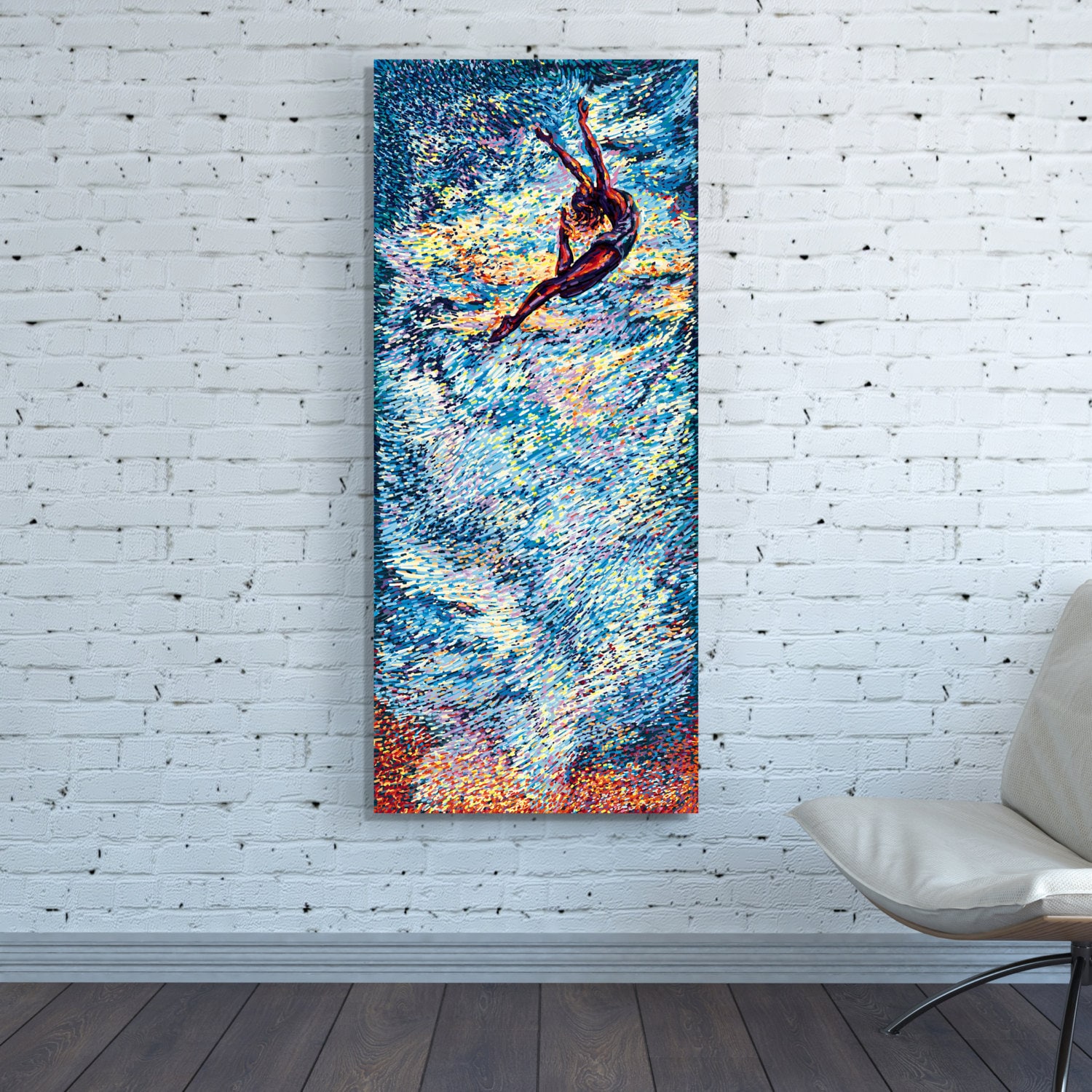CANVAS PRINT Art Vertical Huge Large Blue Abstract Wall