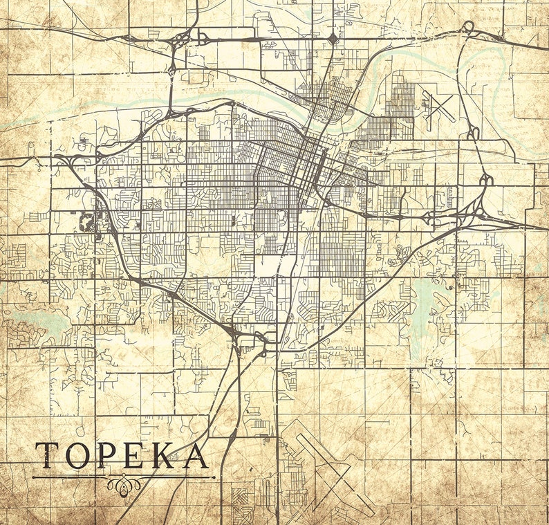 TOPEKA KS Canvas Print Kansas KS Vintage map Town Plan City Etsy