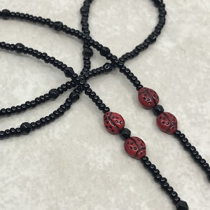 10 Gold Plated Black Beaded Eyeglass Holder Necklace Findings For