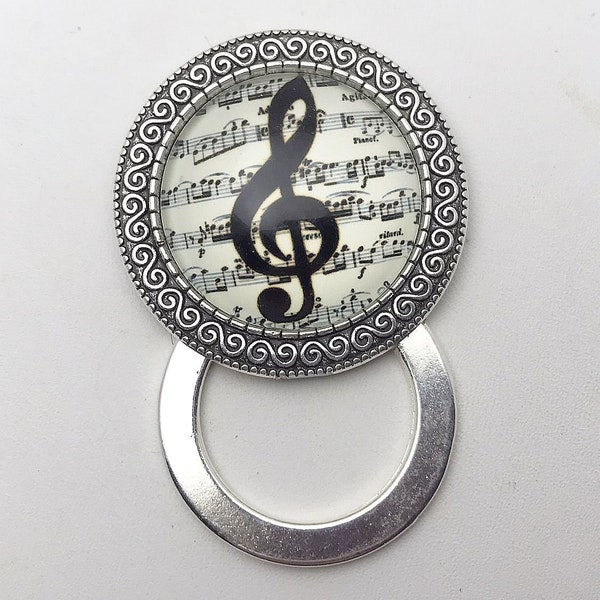 Treble Clef Magnetic ID Badge Holder, Eyeglass Holder, Musical Magnetic Brooch, Reading Glasses Holder, Sunglasses Holder