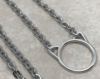 Matte Antique Silver Eyeglass Holder Necklace: 24-inch Chain