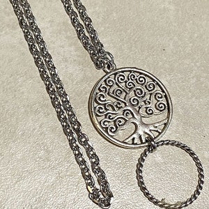 Tree of Life Eyeglass Loop Necklace, Silver Glasses Chain, Reading Glasses Holder, Sunglasses Holder