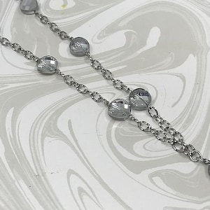 Sparkly Silver Lanyard, Silver Chain Lanyard, Silver Beaded Lanyard, Beaded Badge Holder, Lanyard ID Holder, Breakaway option)