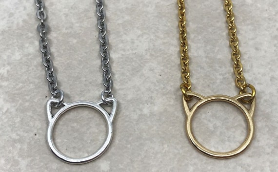 Gold Kitty Eyeglass Loop Necklace, Cat Silver Eyeglass Chain