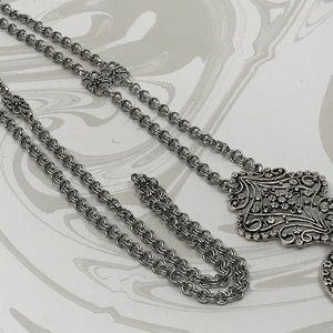 Silver Filigree Lanyard,  Silver Chain Lanyard,  ID Badge Holder, Lanyard ID Holder, ID Badge Chain,  Fancy Lanyard- Breakaway option