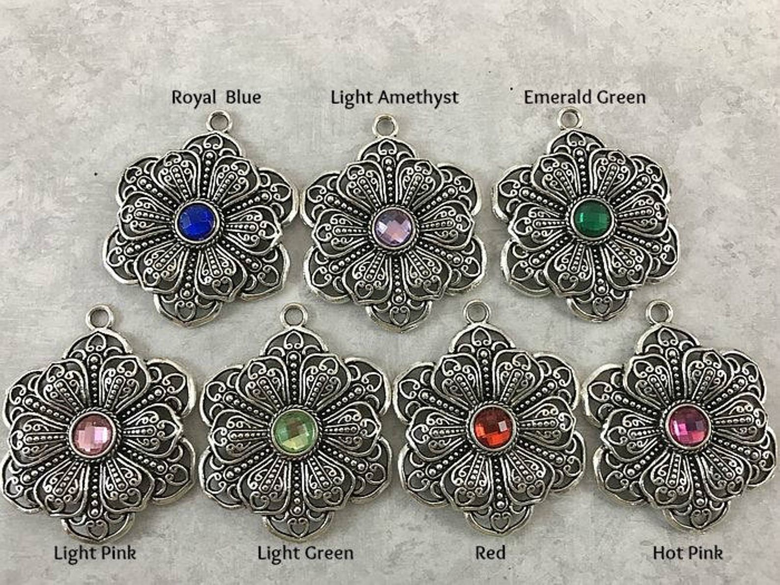 Double Bloom Flower Lanyard, Sparkly Flower Lanyard, Silver Chain ...