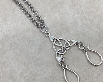 Dubbele haak Celtic Trinity Knot Portugese breiketting, cadeau voor breister, Andes Turks Bosnisch breien