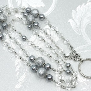 Silver Grey Shimmer Lanyard, Silver Chain Lanyard, ID Holder, Badge Chain, ID Lanyard, Badge Lanyard, Lanyard ID Holder -Breakaway optional