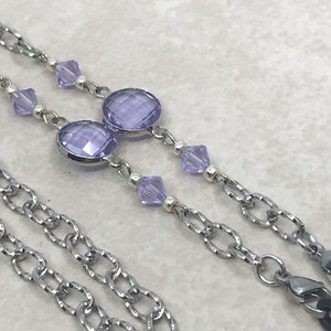 Violet Eyeglass Chain with Swarvoski™ crystals, Purple Eyeglass Holder, Reading Glassses Chain,  Sunglasses Holder