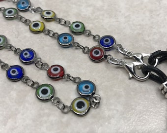 Evil Eye Eyeglass Chain, Multicolor Eyeglass Chain, Reading Glasses Holder, Eyeglass Necklace, Eyeglass Leash,  Sunglasses Holder