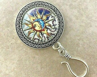 Sun and Moon  Portuguese Knitting Pin,  Magnetic Knitting Brooch, Gift for Knitter, Andean Turkish Bosnian Knitting