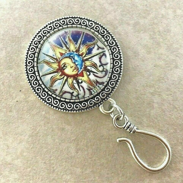 Sun and Moon  Portuguese Knitting Pin,  Magnetic Knitting Brooch, Gift for Knitter, Andean Turkish Bosnian Knitting