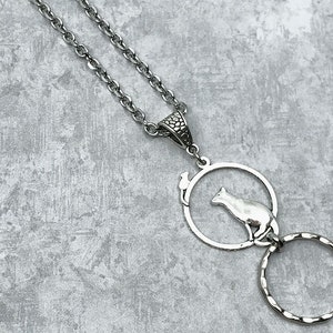 Cat and Mouse Lanyard, Silver Chain Lanyard, Cat Badge Holder, Kitty Cat ID Holder, Breakaway option)
