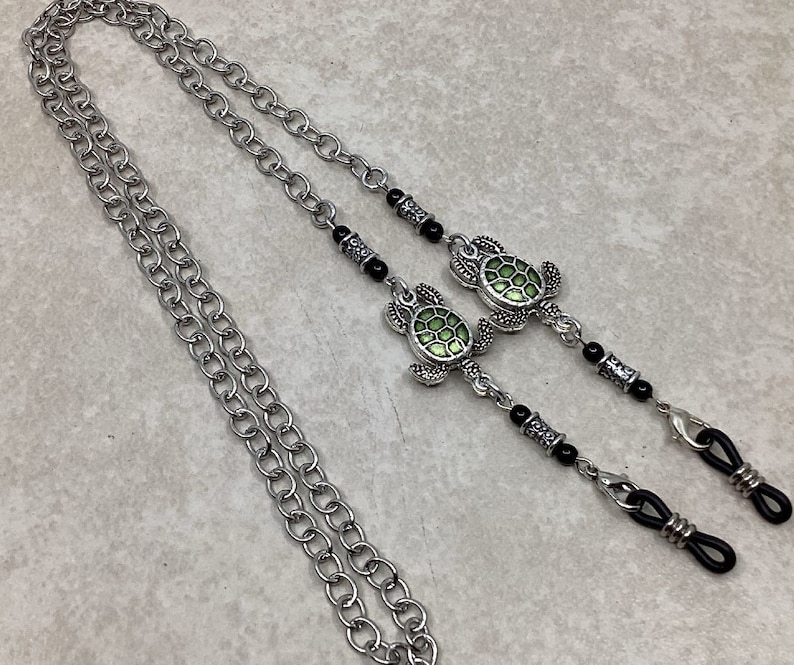 Sea Turtle Eyeglass Chain, Silver Eyeglass Chain, Reading Glasses ...