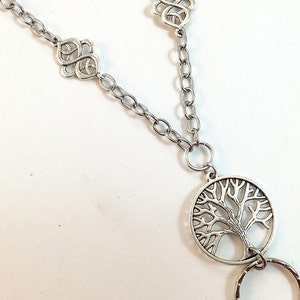Tree of Life  Lanyard,  Silver Chain Lanyard,  ID Badge Holder, Lanyard ID Holder, ID Badge Chain - Breakaway option
