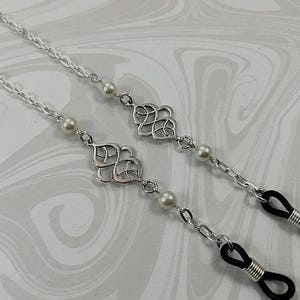 Celtic Knot Eyeglass  Chain w/ Cream Swarovski™ Pearls, Reading Glasses Holder, Eyeglass Leash, Glasses Chain, Sunglasses Holder