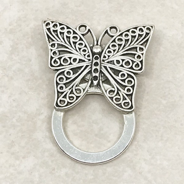 Silver Butterfly Magnetic ID Badge Holder, Butterfly Eyeglass Holder, Magnetic Brooch,  Reading Glasses Holder, Sunglasses Holder