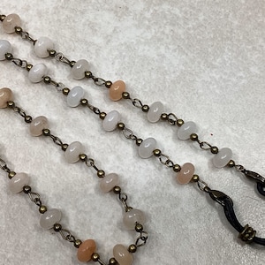 Pink Aventurine Eyeglass Chain,  Reading Glasses Holder, Bronze Chain for Glasses, Sunglasses Holder