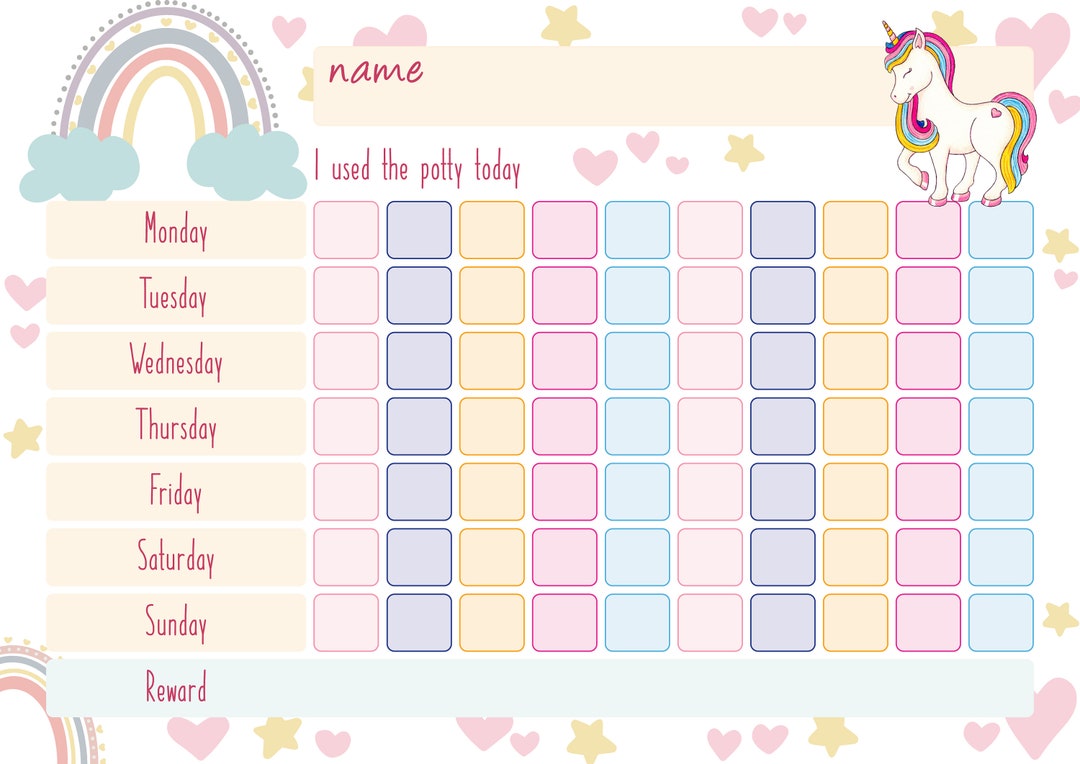 Kids Potty Reward Chart, Potty Reward Chart Printable, Potty Chart for ...