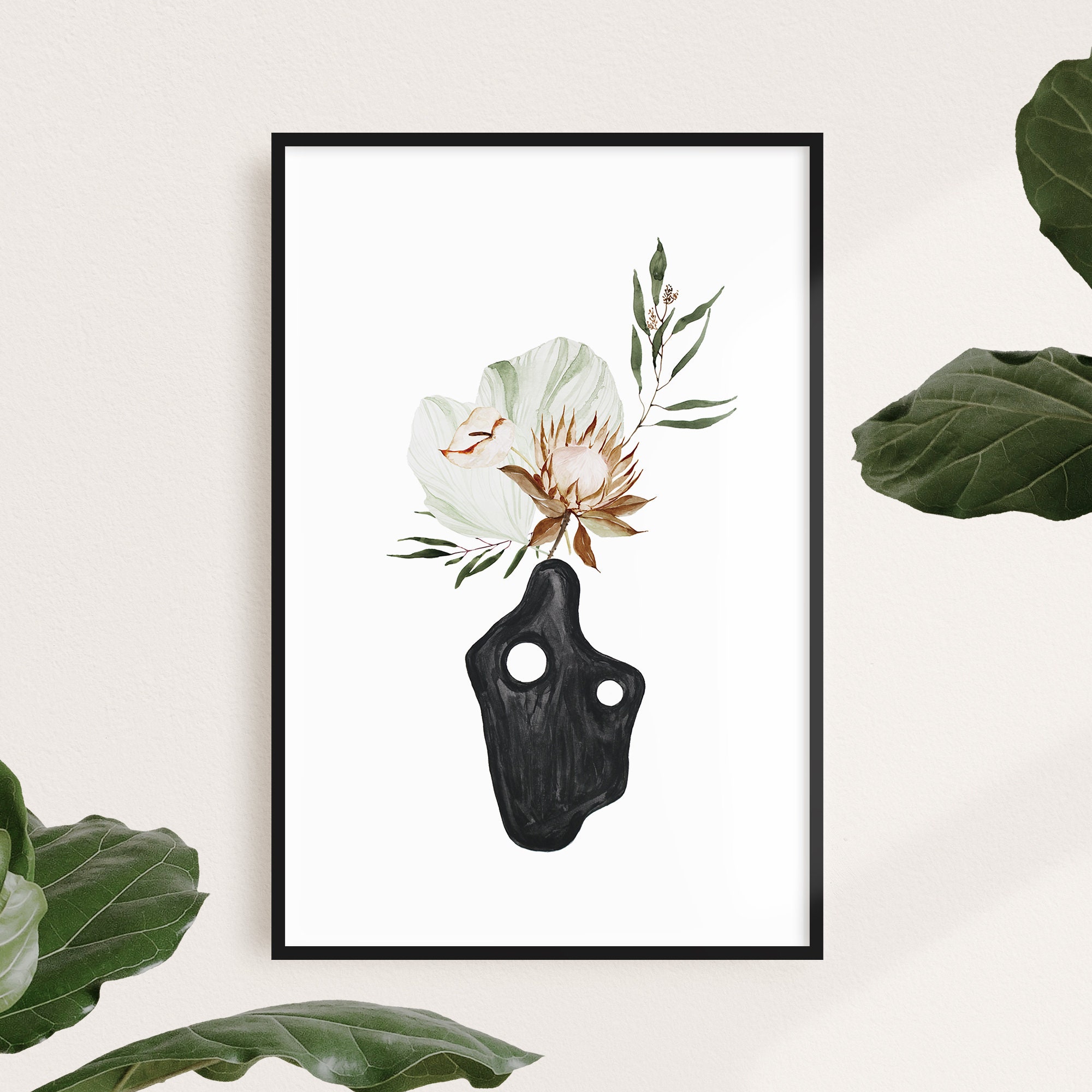 Flower neutral wall art bedroomFall decor artBotanical | Etsy