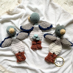 Crochet Mini Mallard Duck Lovey Snuggler - Stuffed Animal - Security Blanket - Made To Order