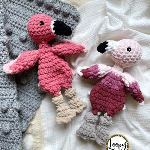 Crochet Mini Flamingo Lovey Snuggler - Stuffed Animal - Security Blanket - Made To Order