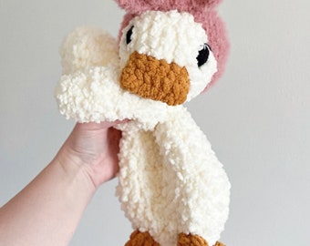 Crochet Della Duck Lovey Snuggler - Stuffed Animal - Security Blanket - Made To Order